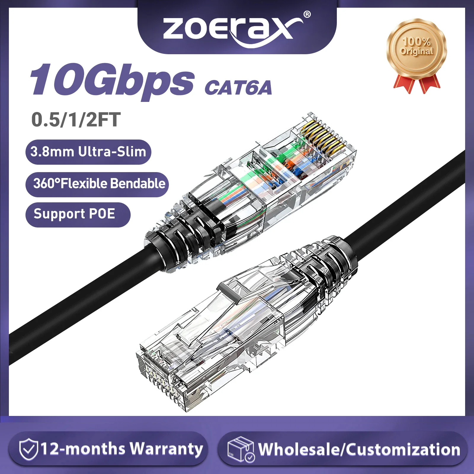 ZoeRax CAT6A 10Gbps Kabel Patc - Power Over Ethernet ulasan dan harga