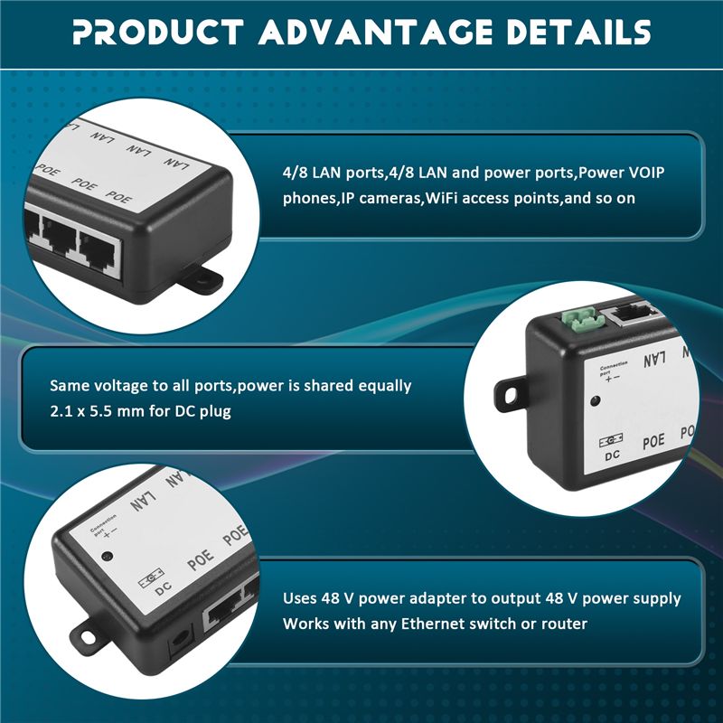 PHILE-8 Port Poe Injector Poe  - Power Over Ethernet ulasan dan harga